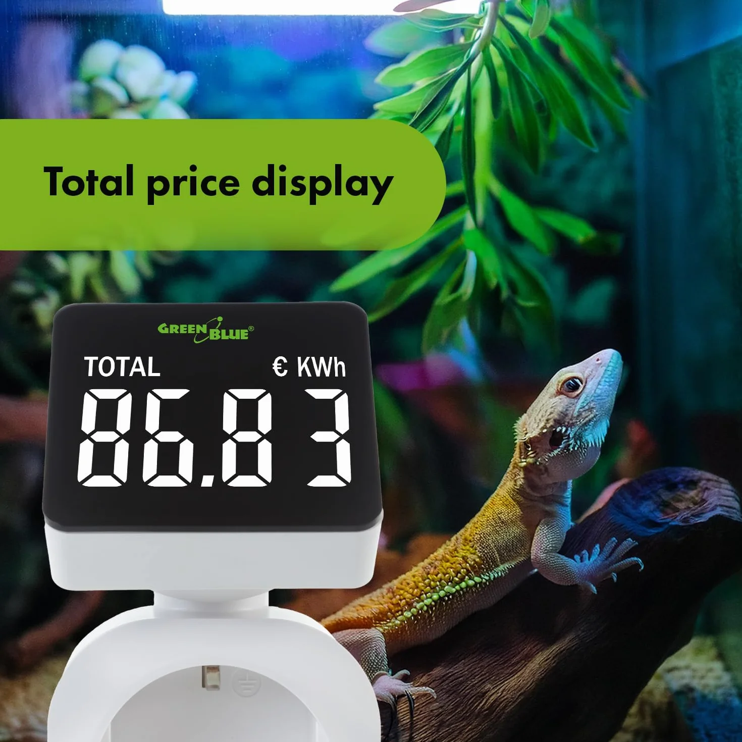 Green Blue Contatore di elettricità, Misuratore di costi energetici, Wattmetro digitale, Misuratore di energia | 16A Max: 3680 W, visualizza kWh consumati e costi (GB620 E)