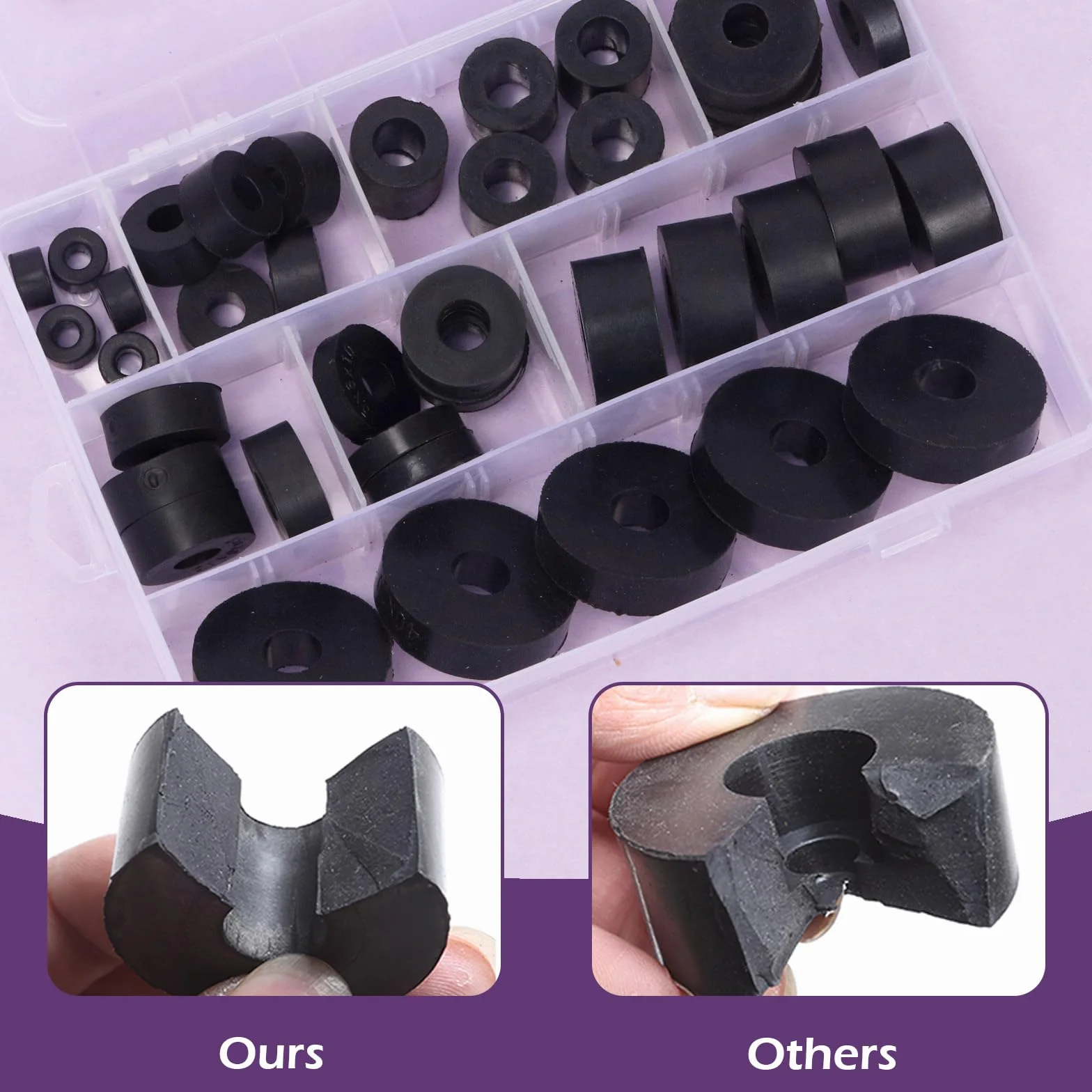 Swpeet Set di 40 pezzi distanziatori rotondi in gomma in 8 misure Set di rondelle in gomma nera 6/7/8/10/15/20mm per accessori