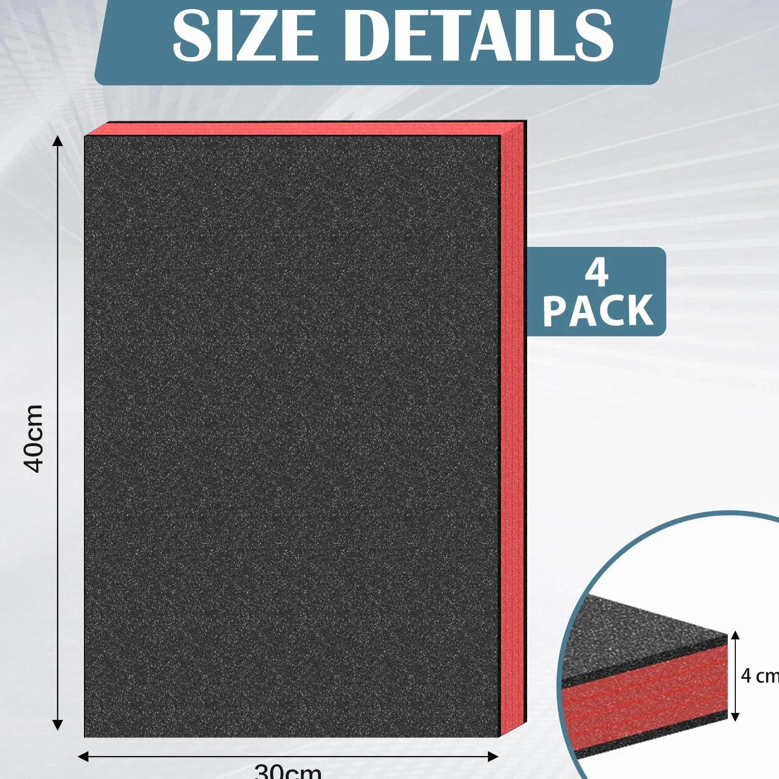 Inserti in schiuma per cassetta degli attrezzi 4 fogli poliuretano 40x30x4 cm Rosso