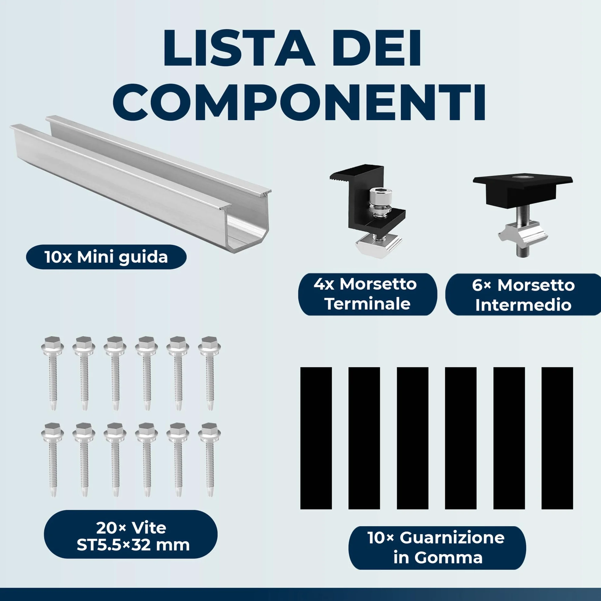 Supporto per Tetto in Metallo 12 cm Regolabile Alluminio per Montaggio Solare Tetto Piatto Pannelli Solari Spessore 30-35 mm (4 pannelli)