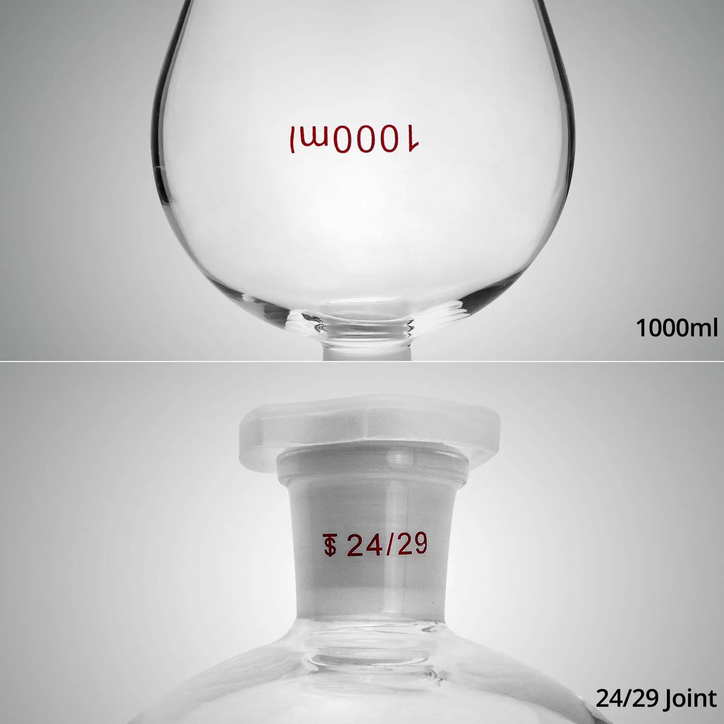 QWORK® Imbuto Separatore Conico in Vetro Borosilicato con giunti 24/29 e Rubinetto di Chiusura in in PTFE, Separatory Funnel Imbuto da Laboratorio - 1000ml