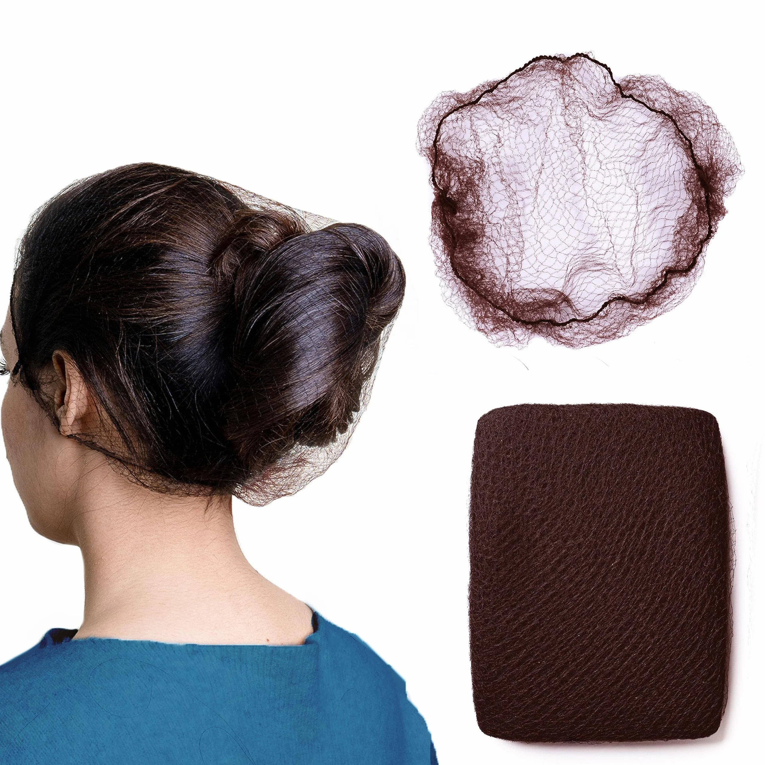 Invisibili retine per capelli marroni 61 cm per chignon e dormire