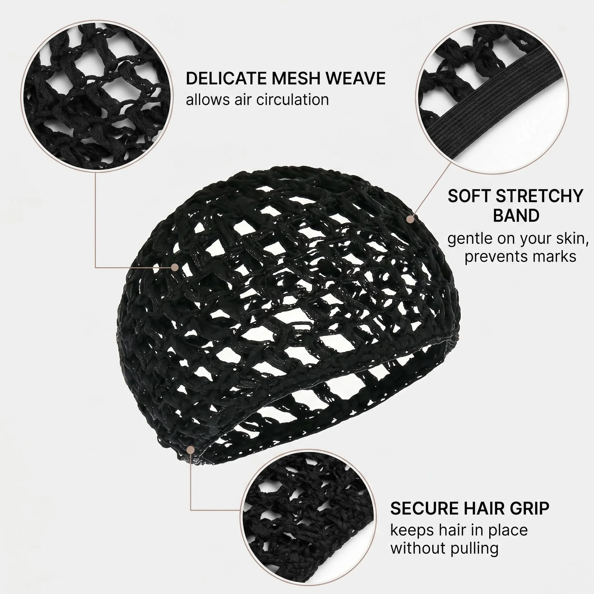Cuffia per Capelli Retine in Maglia Lavorata all'Uncinetto Traspirante per Dormire Doccia Trucco Accessori Unisex