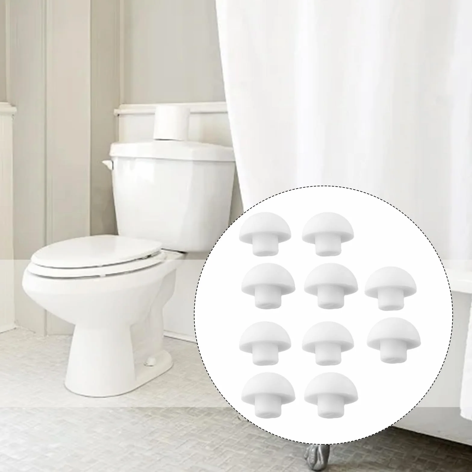 Cuscinetti Paracolpi Bianchi per Sedile WC in ABS e TPE, Set da 10 Pezzi