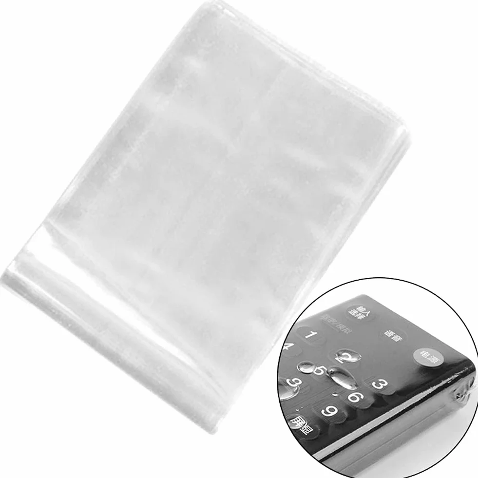 10 sacchetti termoretraibili per telecomando TV, in PVC trasparente, pellicola protettiva universale termorestringente per aria condizionata, video e TV (dimensioni: 8 x 25 cm)