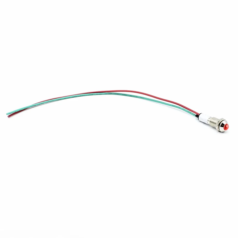 CABLEPELADO Luce LED Pilota | Indicatore per Pannello | Cavo 50 cm | Per Pannelli Elettronici, Quadri di Controllo, Circuiti Elettrici | Diametro Montaggio 8 mm | 12 V AC DC | Rosso