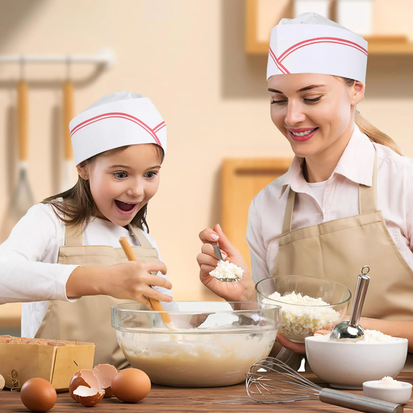 CLISPEED 20 białe czepki kuchenne z papieru jednorazowe regulowane catering