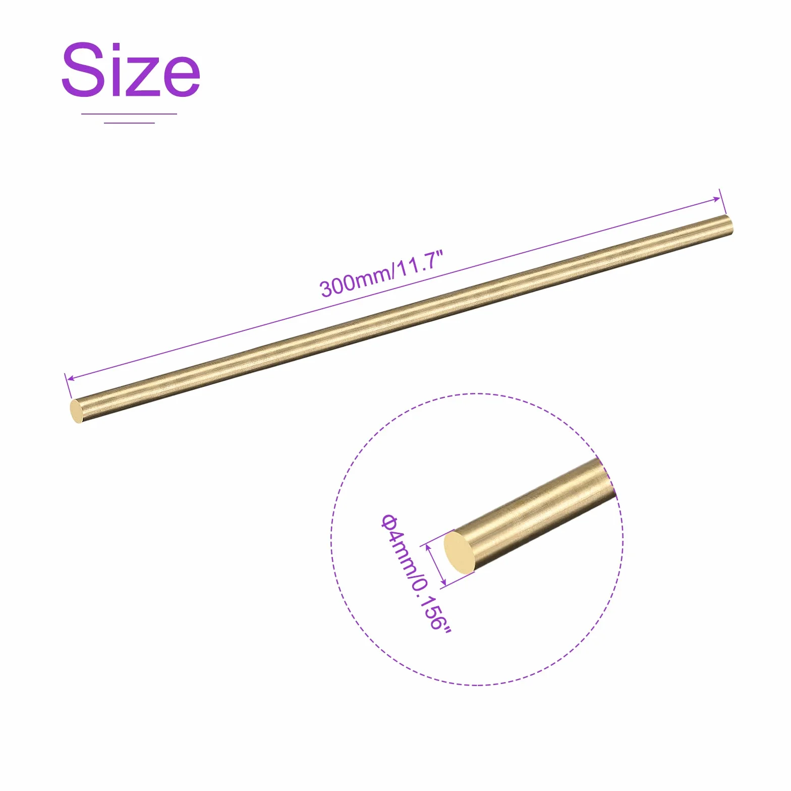 DMiotech 4pz 4mm x 300mm, Ottone Massiccio Tondo Asta, Ottone Asta Tornio Barra Scorte per Fai-da-Te Artigianato