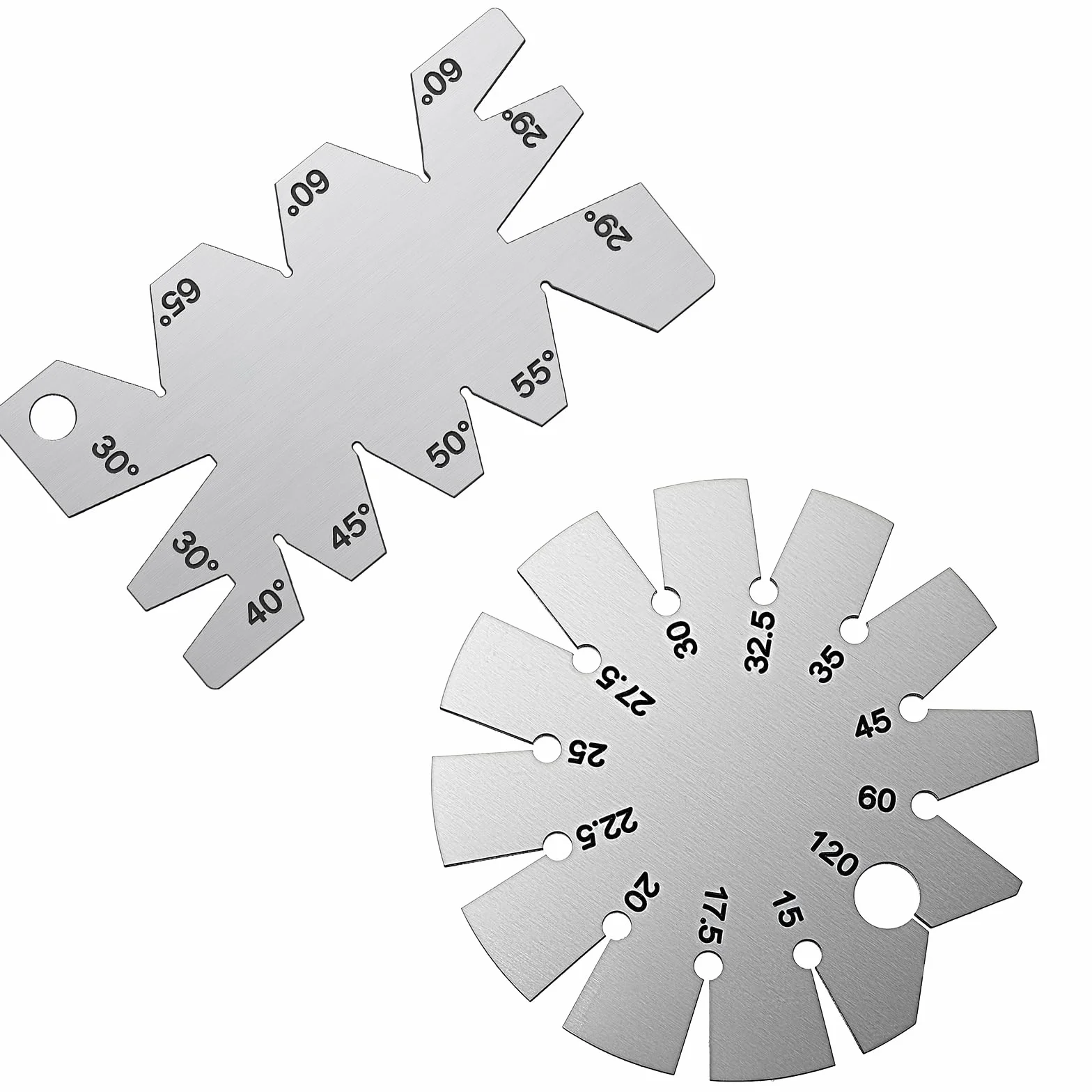 2PCS 15-120 Gradi Argento Spazzolato Angolo Gauge In Acciaio Inox Angolo Finder Tool, Forma Rotonda Axe Bevel Gauge