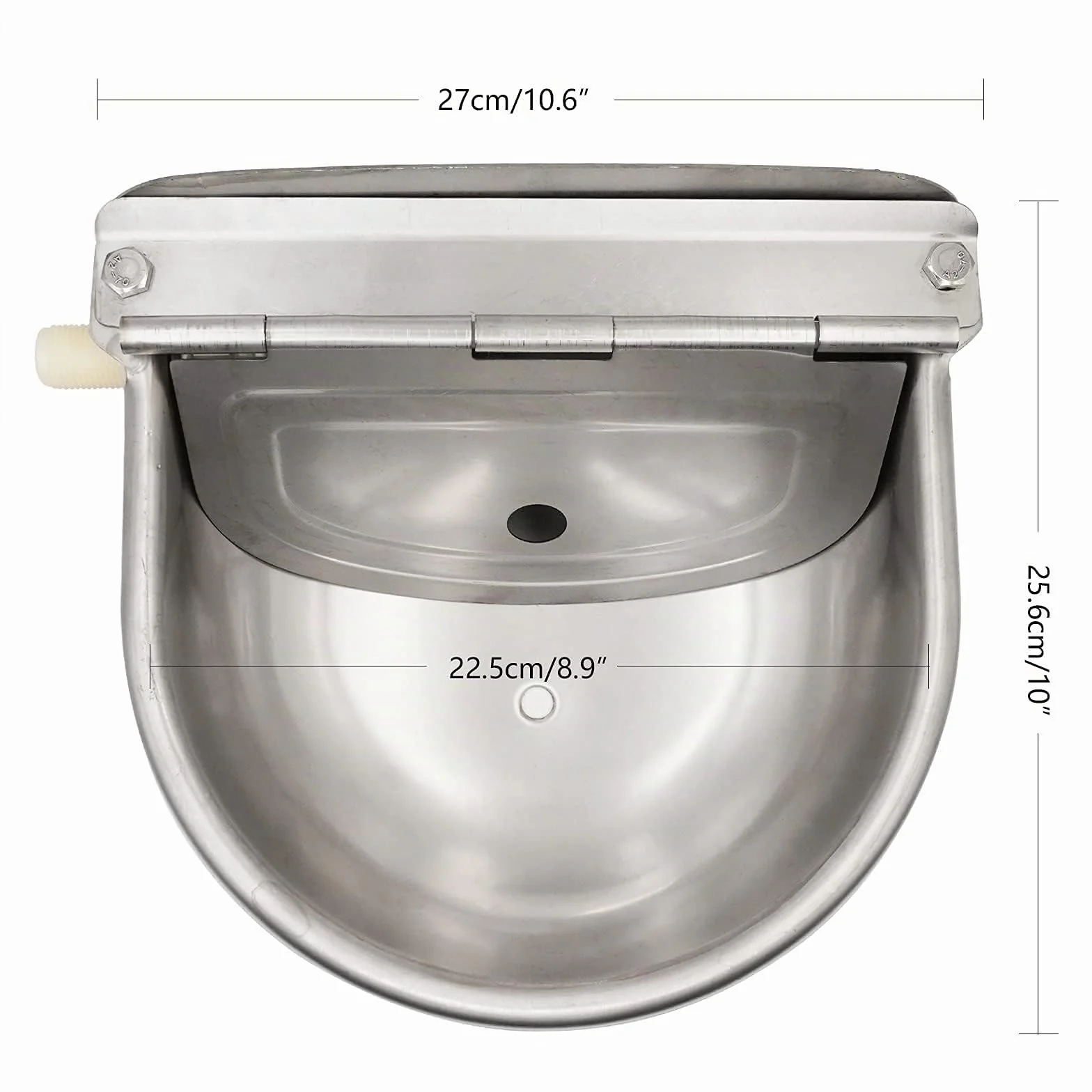 Abbeveratoio Automatico in Acciaio Inox 2 Valvole a Galleggiante Regolabili Tappo di Scarico per Animali