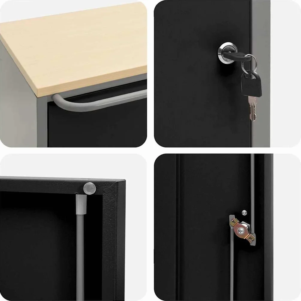 vidaXL Banco da Lavoro con Lo scaffale Nero e Grigio 75 x 45 x 85 cm, Banco da Lavoro, Tavolo Industriale modulare, Resistente con spazi per organizzare Attrezzi e Materiali