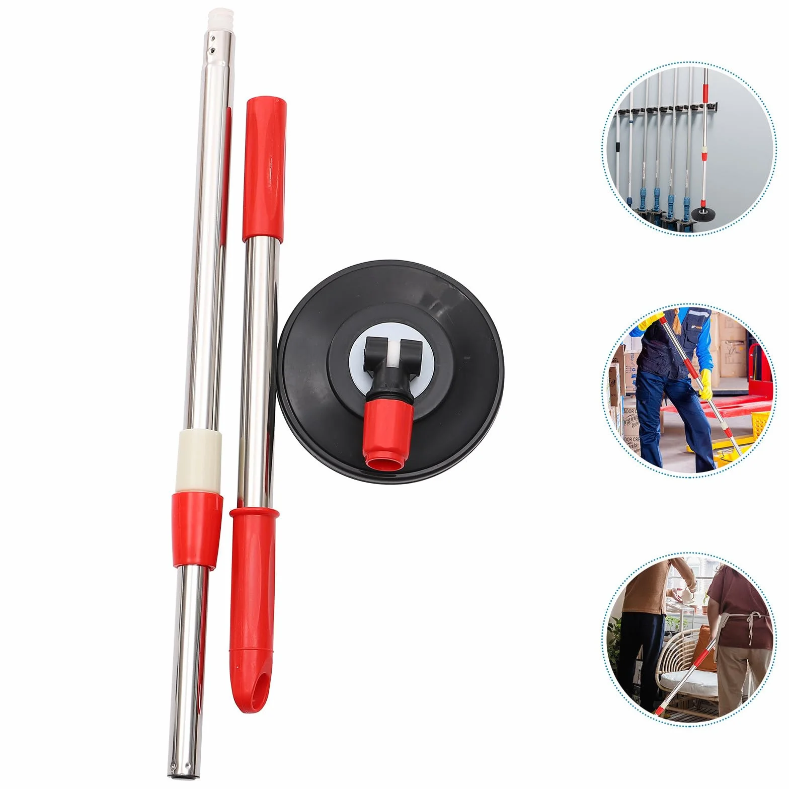 Beavorty Rotomop Ricambio Manico per Mop Rotante in Acciaio Inox e Plastica, Bastone Leggero Testa Girevole