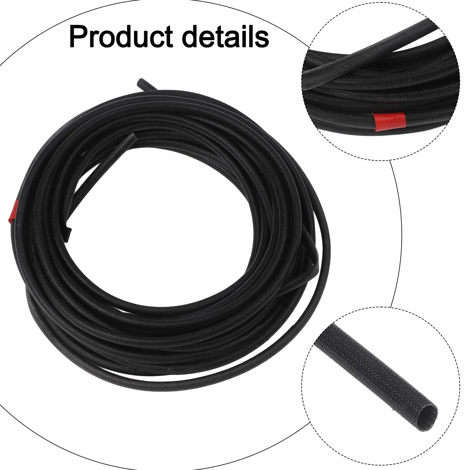Guaina in fibra di vetro resistente alle alte temperature, 10 m, ignifuga, per raffreddamento ad olio combustibile, sistemi PCV, protezione contro le emissioni di vapore, nero (6 mm)
