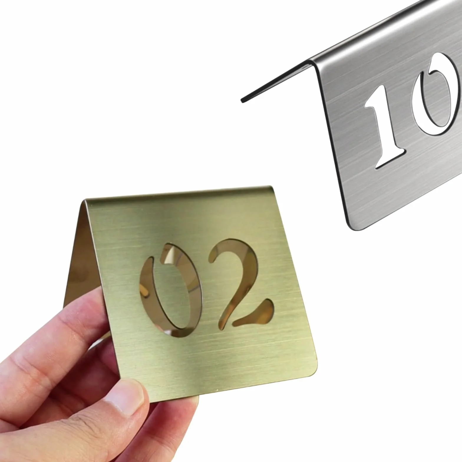 Numeri Tavoli Ristorante Tabella Da Tenda In Acciaio Inossidabile Tavolo Segno, 1-50 Doppio Lato Numeri, Carte Segni Numeri per Ristoranti, Bar, Bar, Bar, Caffè, Numeri Carte Da Tavolo(Gold 6cm,1-5)