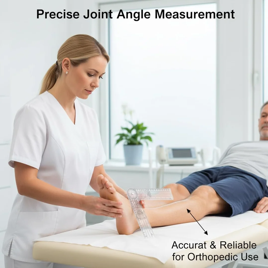 Goniometro in PVC per Fisioterapia, Misuratore di Angoli Medico, Protrattore Trasparente 360° 36 cm