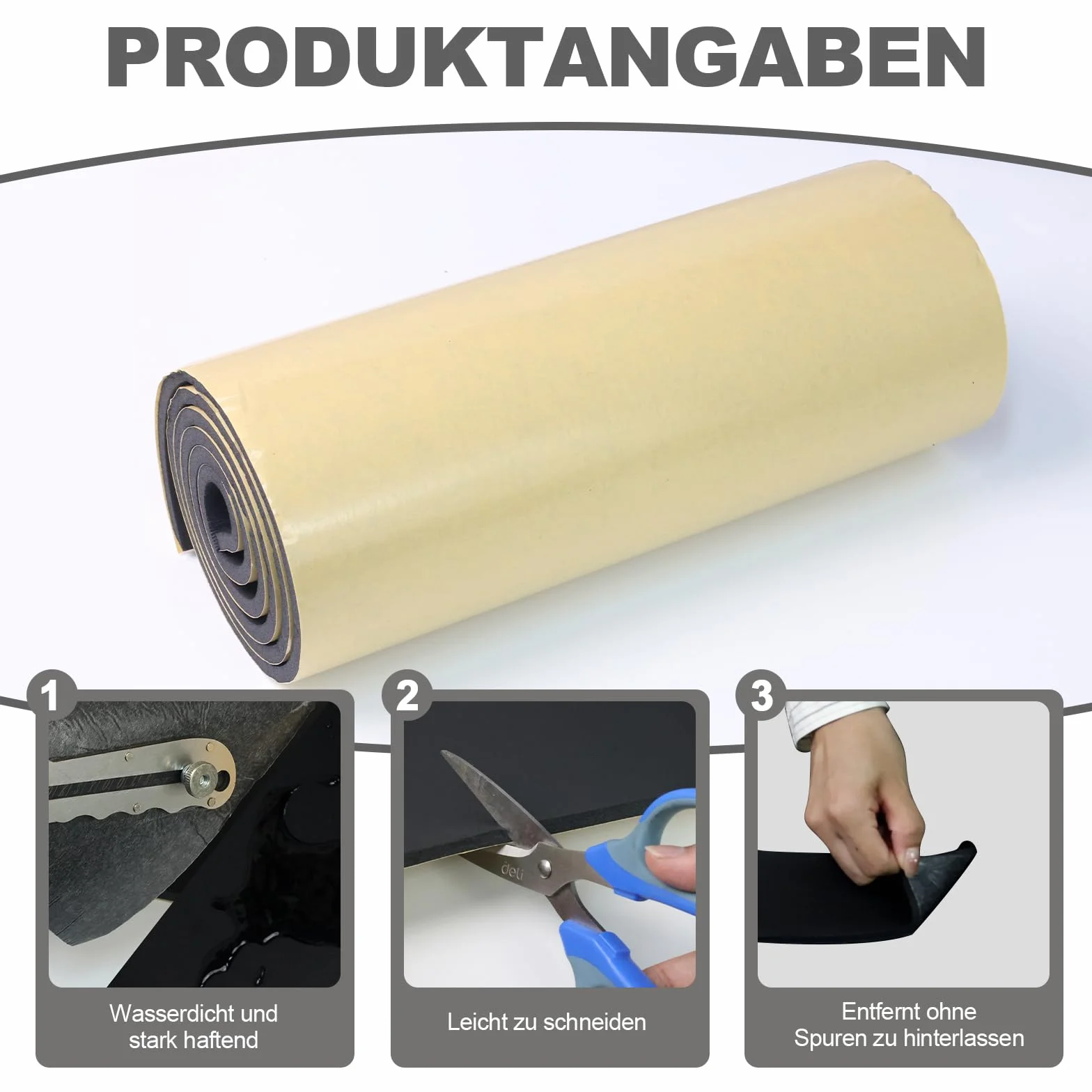 Neoprene foam sheet self-adhesive 300mm x 12mm x 1.5m roll soundproofing