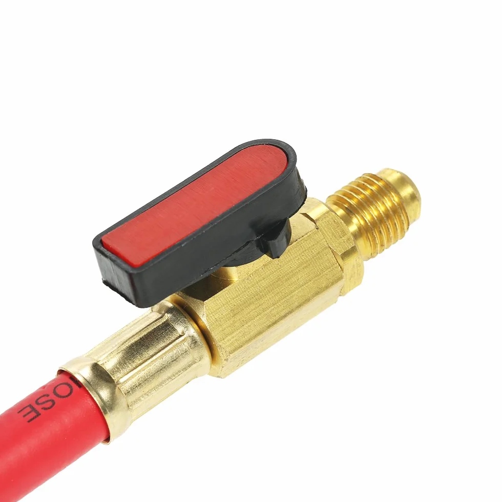 Set di 3 manometri R410A R22 R12 800 PSI Manifold Set A/C tubo di ricarica refrigerante ad alta pressione HVAC tubi di ricarica con valvola a sfera