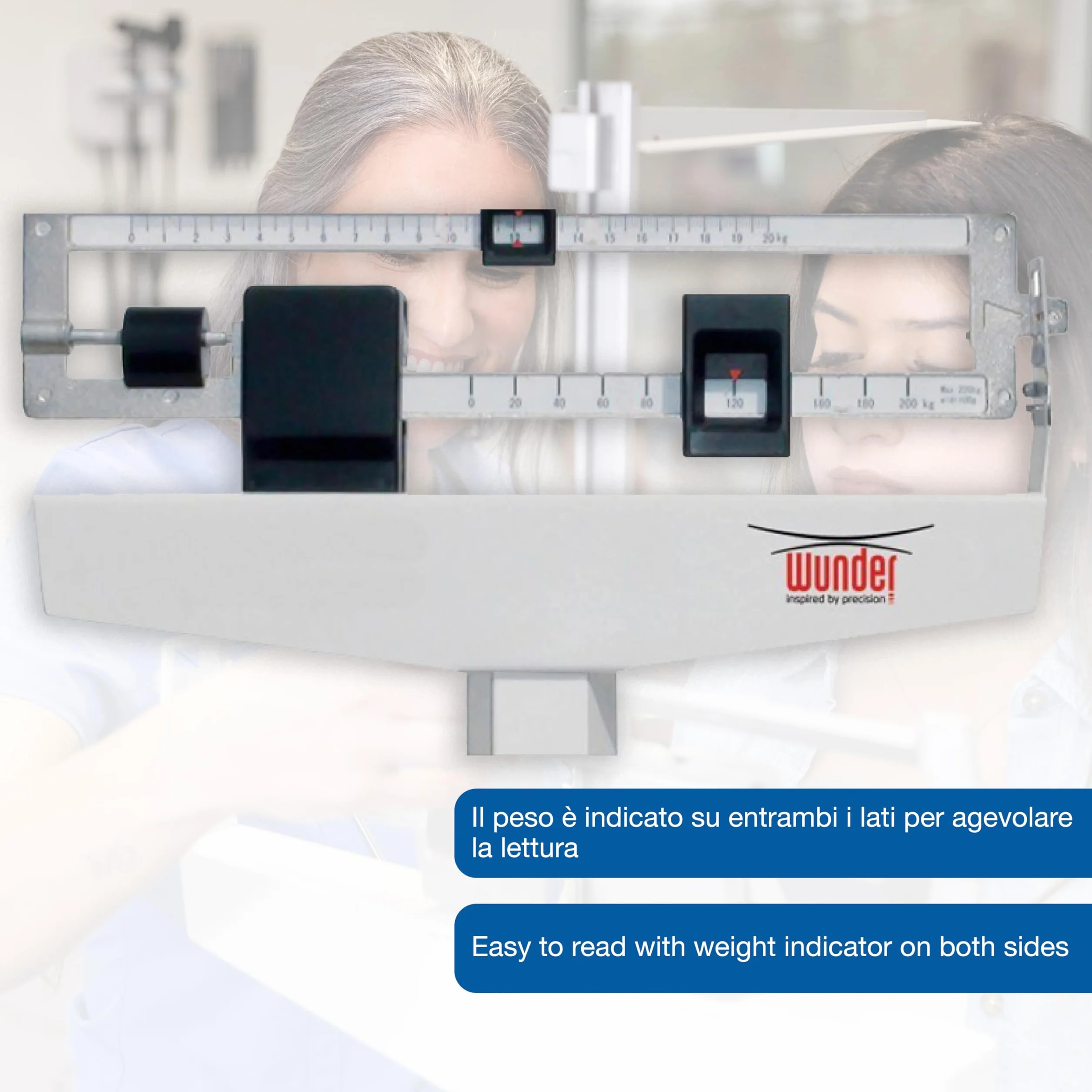 WUNDER Pesapersone a stadera professionale C201 200 kg con statimetro standard