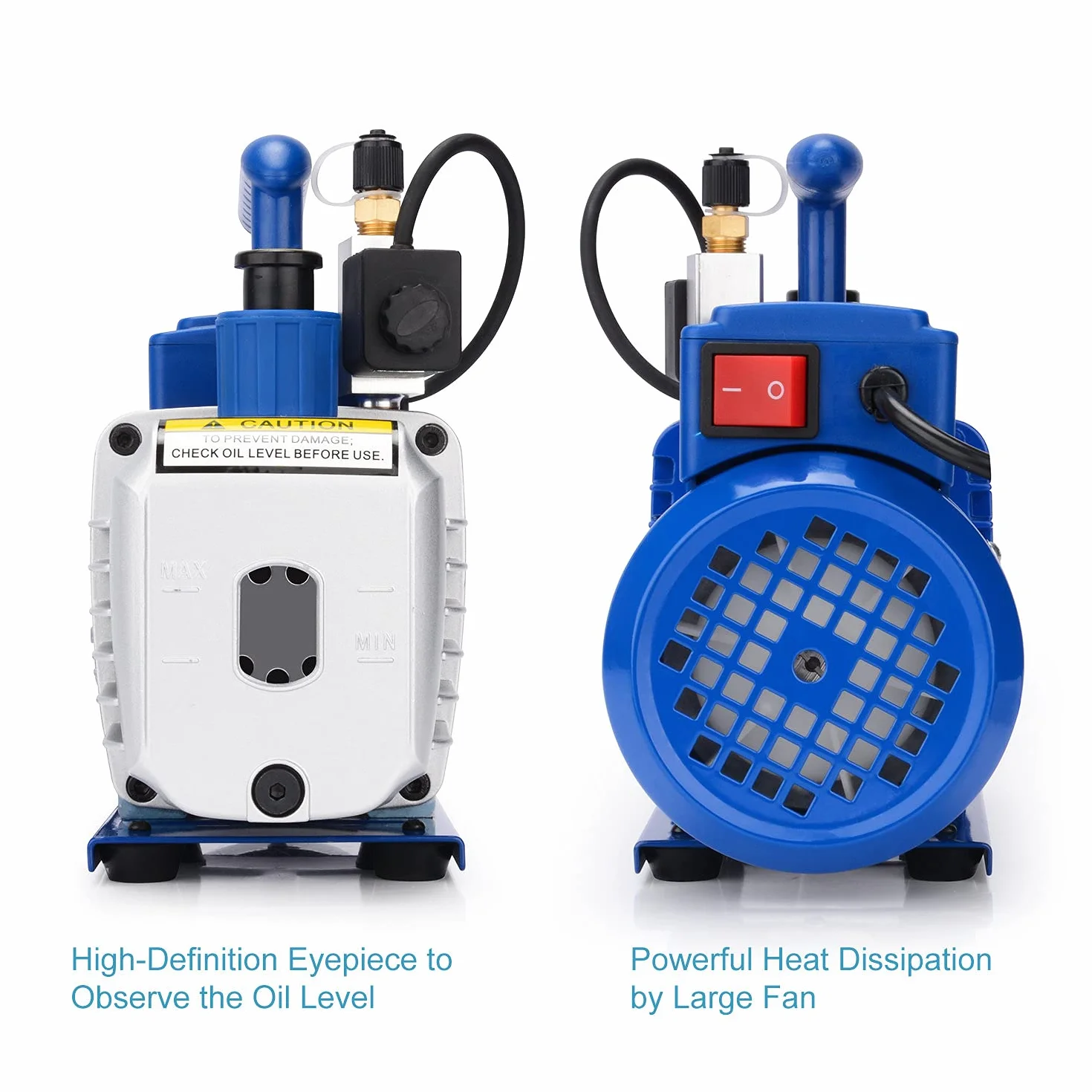 stonylab Pompa per Vuoto Rotativa a Palette, 3,5 CFM 25-30 Pa ¼ Pompa per Vuoto Compatta Monostadio HP con Elettrovalvola per Strumento Aria Refrigerante HVAC AC