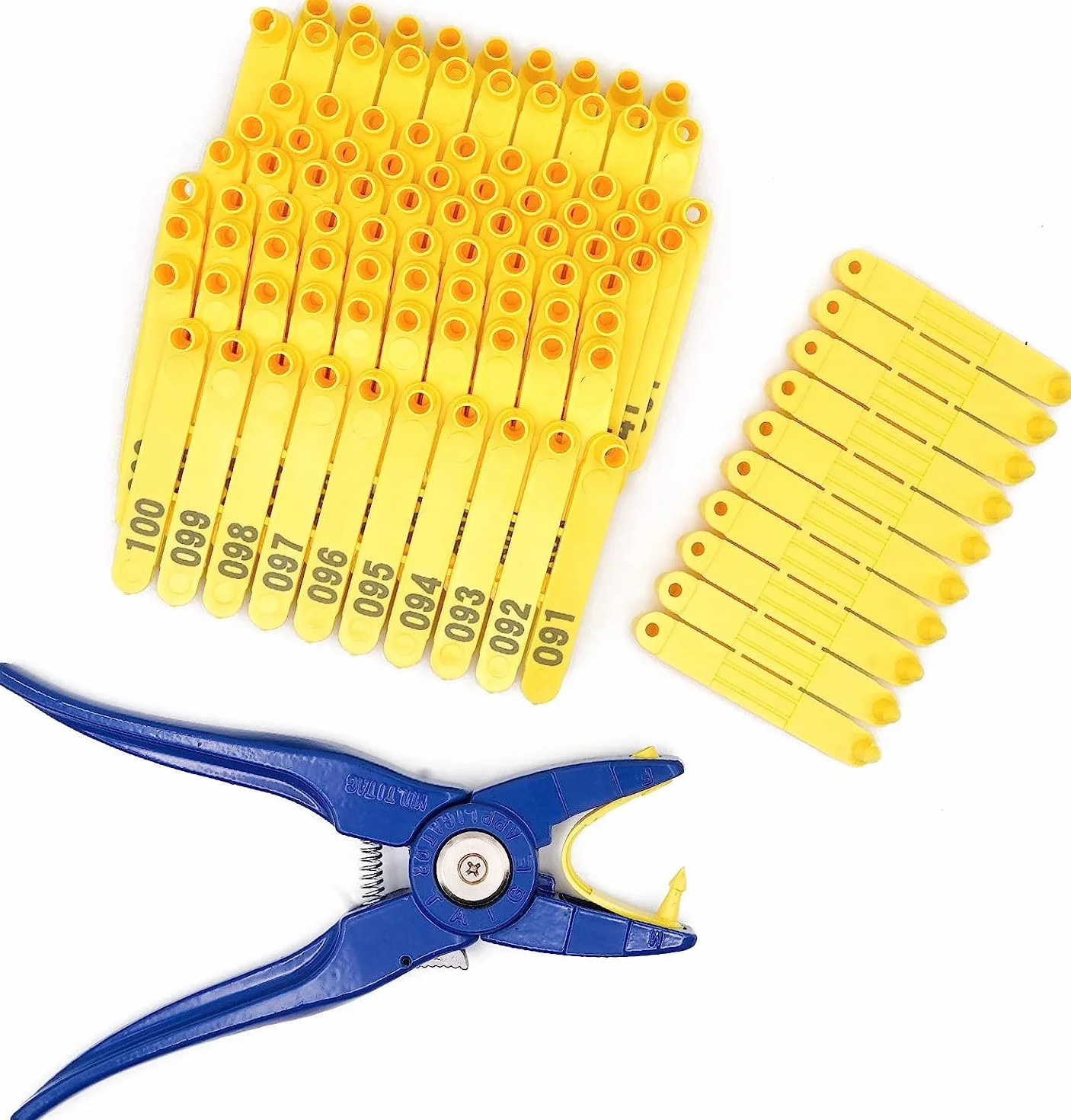 Universale Pinza Etichette Bovini Orecchie per orecchio Animale Pinze Per Auricolari in un unico pezzo per Bestiame Tag applicatore Maiale Caprino Animale con numero 001-100