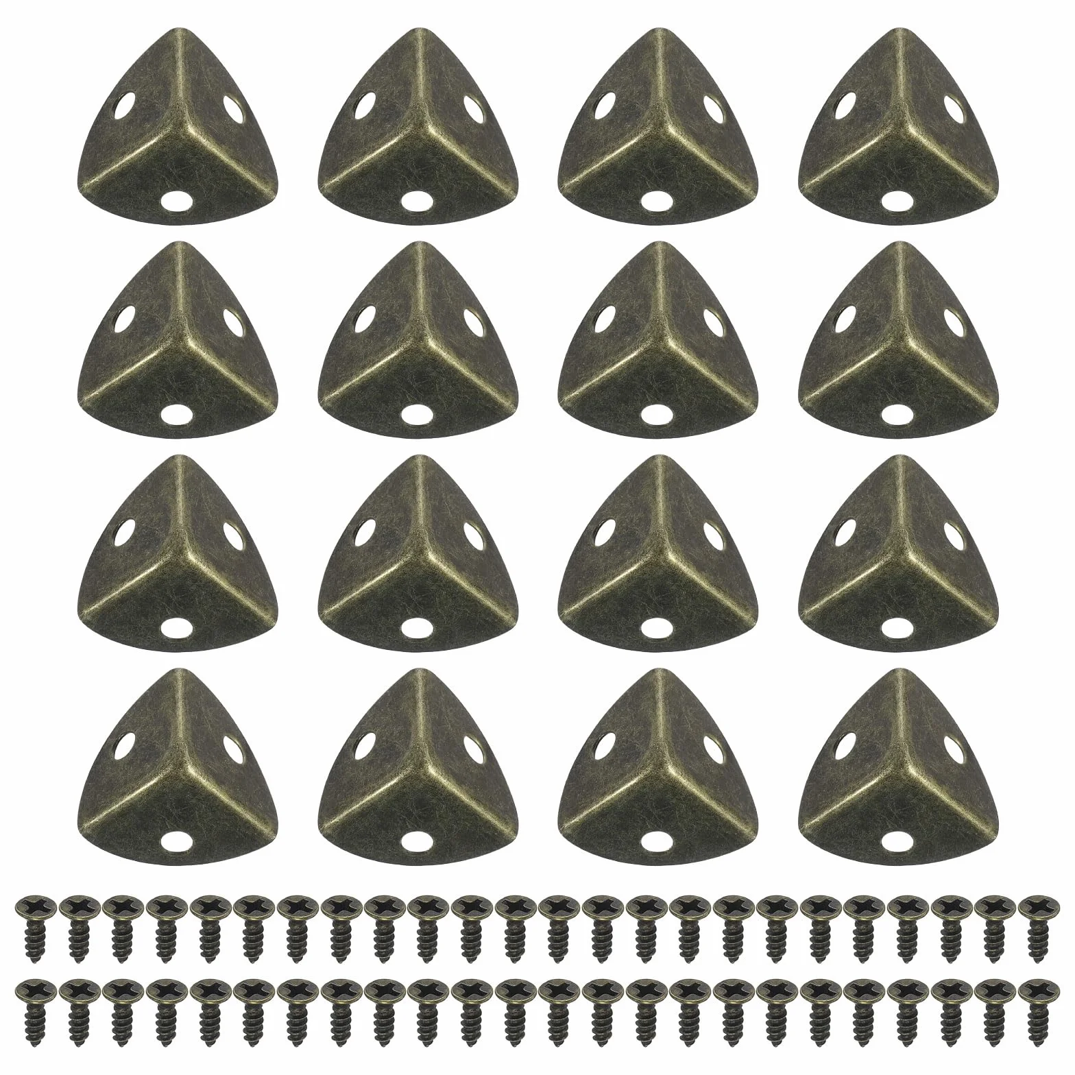 QUARKZMAN 32pz Angoli Protettori in Metallo per Scatole 1,18"x0,79" Protezioni Angolari per Tavolo Decorative con Viti Montaggio per Armadietti Portaoggetti Cassapanca Legno, Bronzo