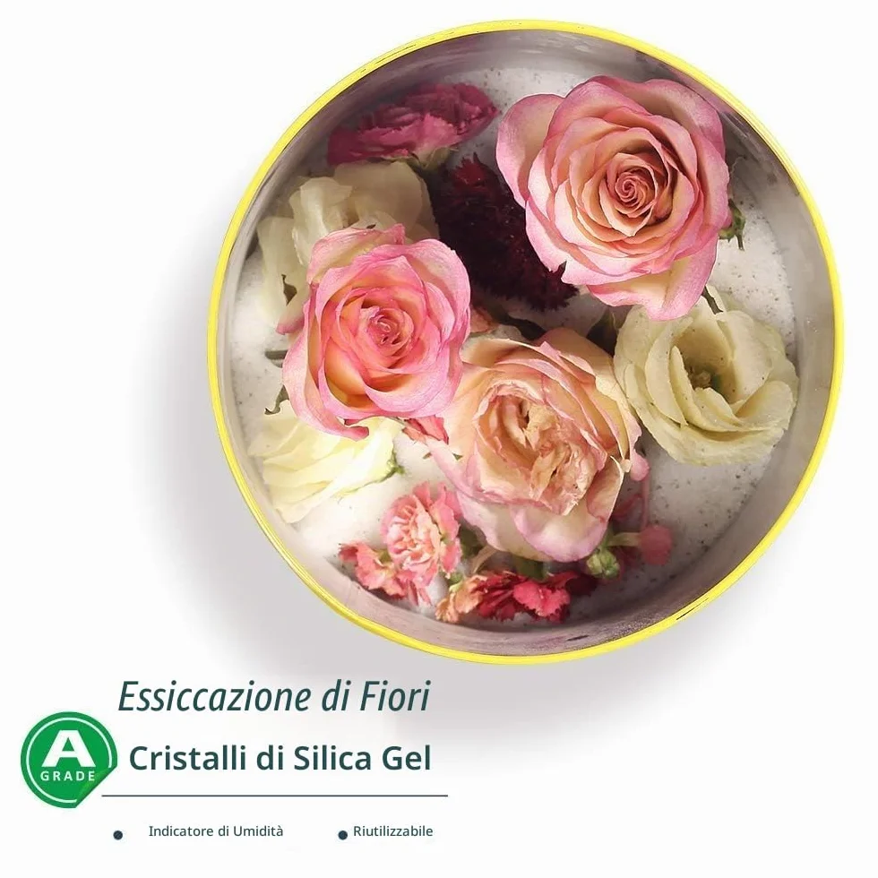 Cristallo di silice per l'essiccazione dei Fiori 2 libbre Cristalli Fini < 1 mm Riutilizzabile