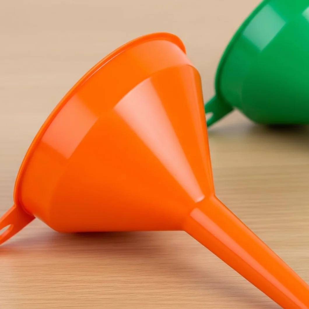 PARENCE.- Grande imbuto in plastica da 16 cm - beccuccio + foro per appendere - cucina, garage o imbuto per liquidi - colore casuale (rosso, blu, verde, arancione)