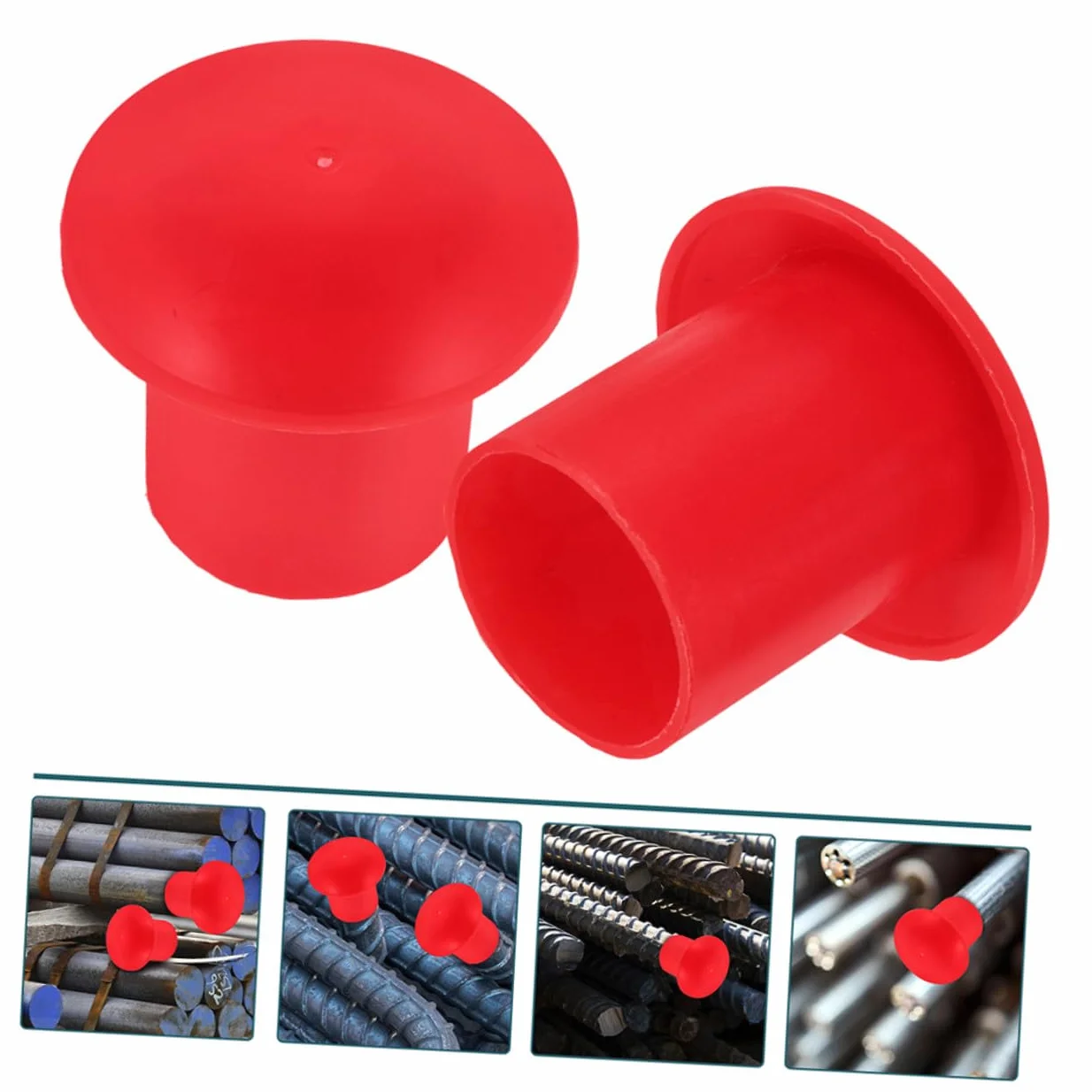 Cappucci di Protezione per Barre D'armatura in Pp Rosso 16-25mm, Tappi Terminali di Sicurezza a Fungo, Copriferro Riutilizzabili 50 Pezzi