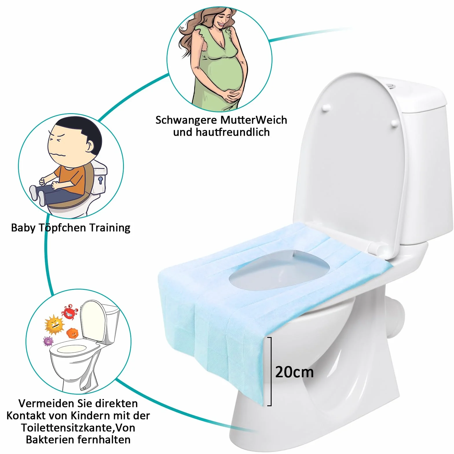 Ghope 50 Pezzi Copriwater Monouso Portabile per WC Tappeto Protettivo Toilette Viaggi Pubbliche