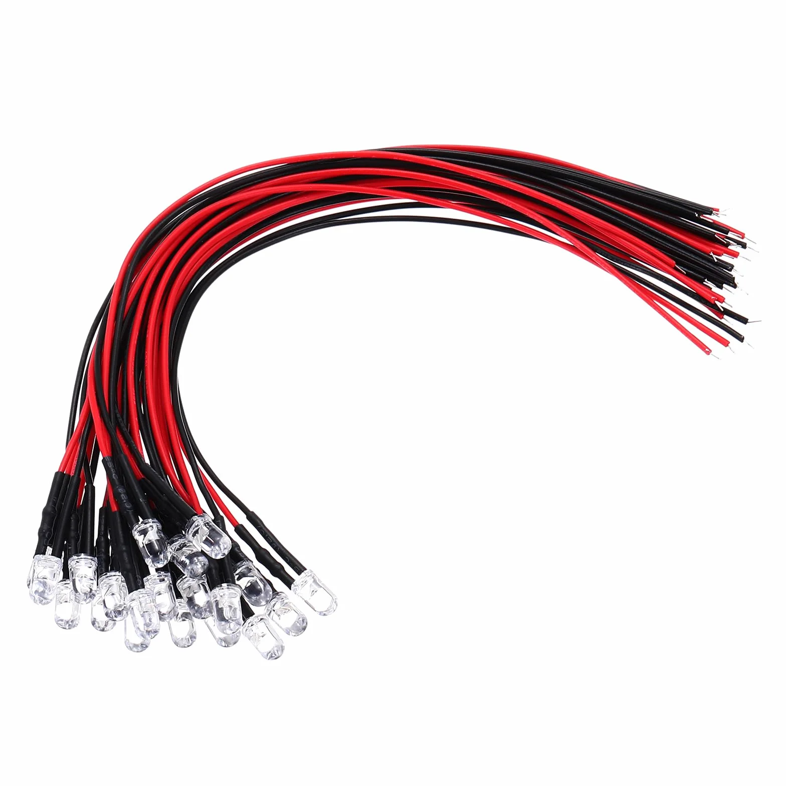PATIKIL 20 mini luci LED a diodo da 5 mm, 24 V CC, pre-cablate, per luci radiocomandate fai da te, luce bianca calda