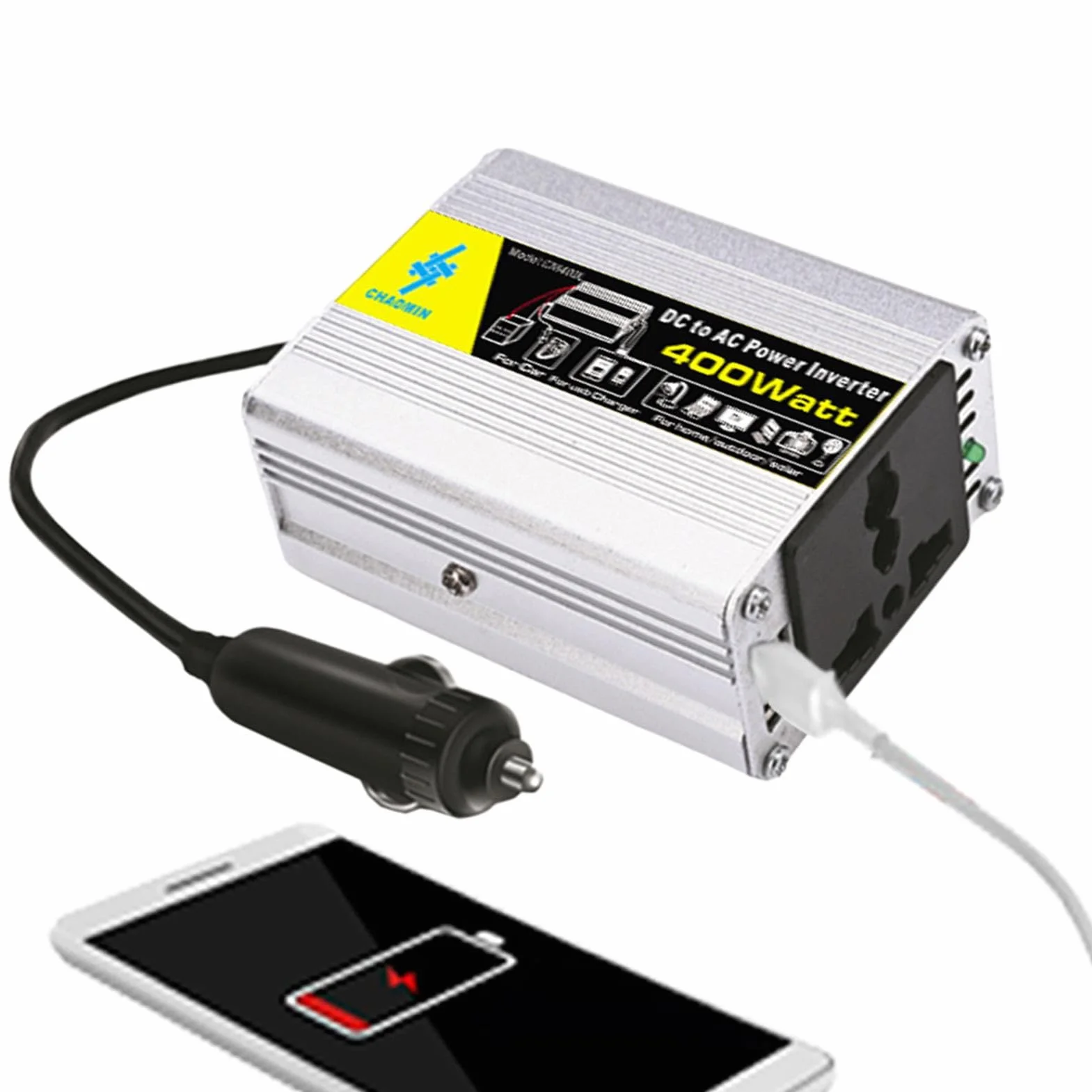 Sine Waves Inverter - da 12 V DC a 220 V AC Pure Sine Power Converter, Inverter da 400 W | Convertitore per auto con clip per batterie, inverter di alimentazione portatile per casa, campeggio,