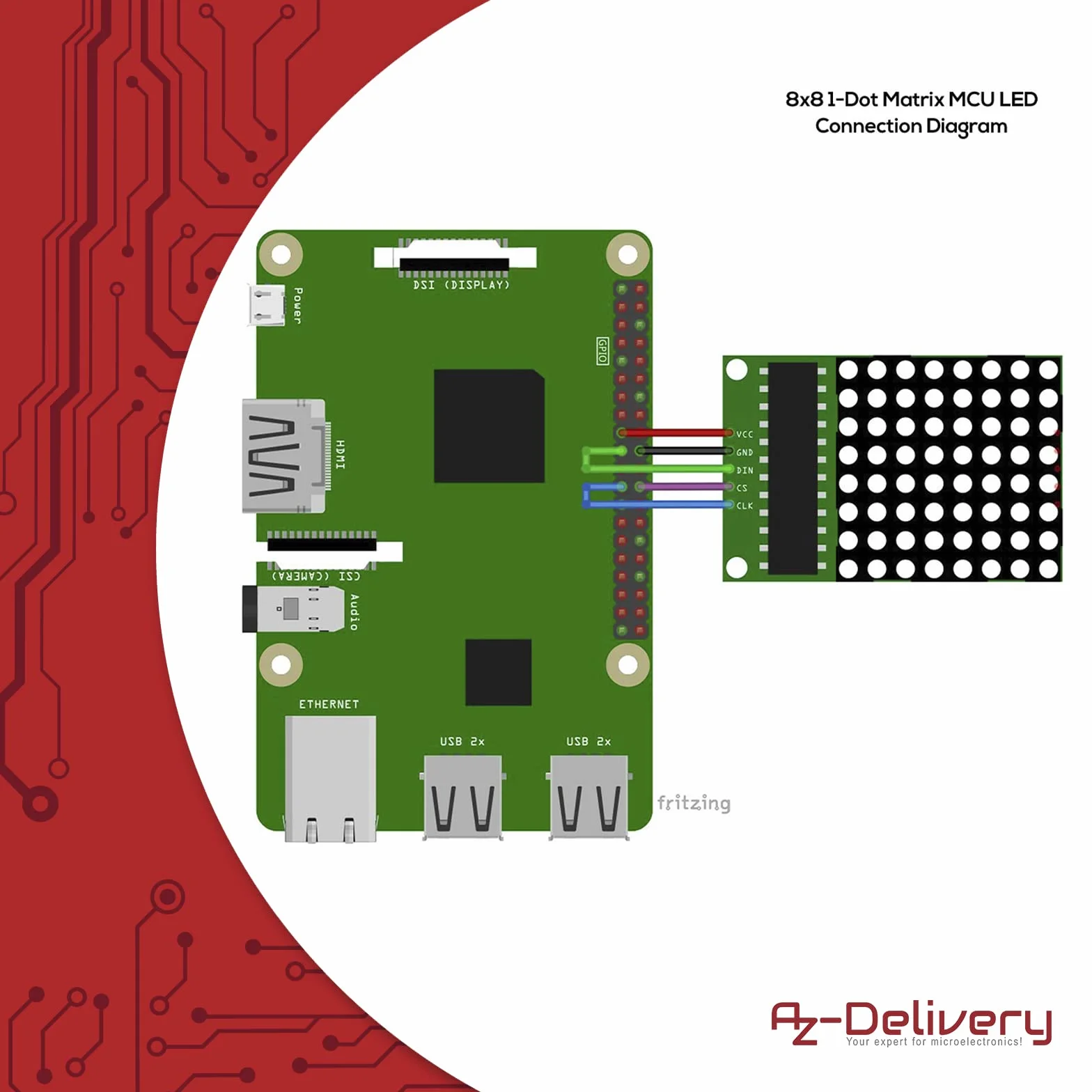 AZDelivery 3 x MAX7219 8x8 Dot Matrix MCU 64 LED Display Module Dispositivo di Visualizzazione compatibile con Arduino incluso un E-Book!