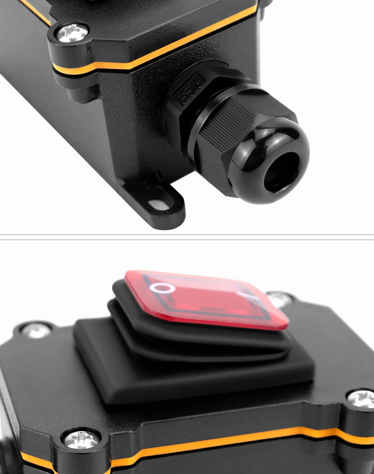 QWORK® Interruttore con cavo in linea impermeabile IP65 con indicatore luminoso rosso, 220V 30A, DPST 4Pin, controllo ON/OFF a doppia posizione