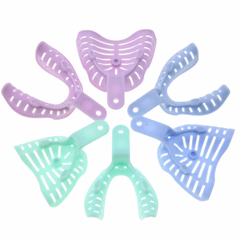 Vassoio dentale, 6 pezzi di plastica di colore misto per impronte dentali portamateriali per denti