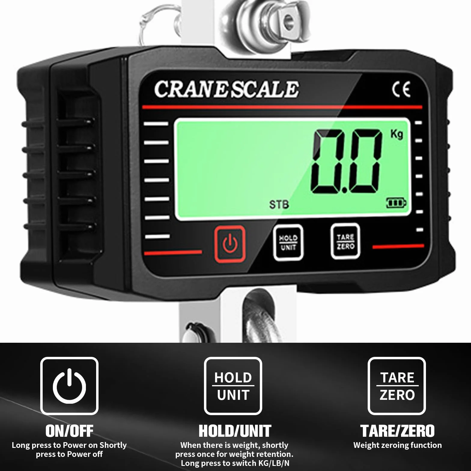 Bilancia per gru 2000kg 4000 lb digitale portatile con telecomando sensore precisione display LCD kg lb N