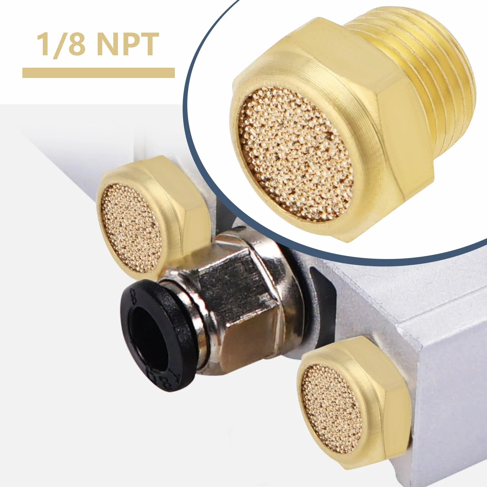 Ottone Silenziatore Pneumatico 1/8 Pollice NPT 4 Pezzi Connettore