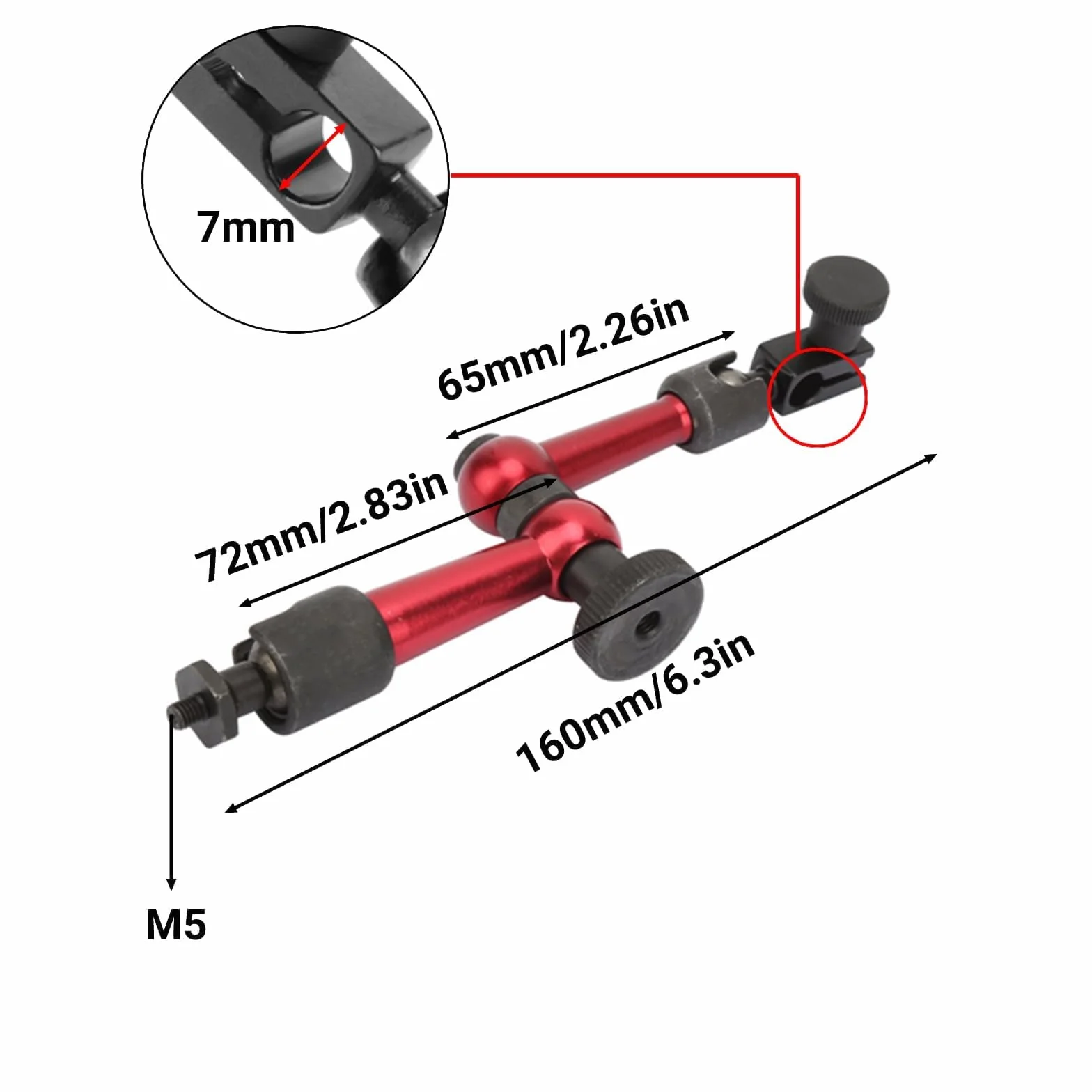 Portacomparatore con Base Magnetica Universale M5, Comparatore con Base Magnetica Comparatore con Supporto per Supporto Braccio Magnetico per Comparatore e Comparatore a Leva