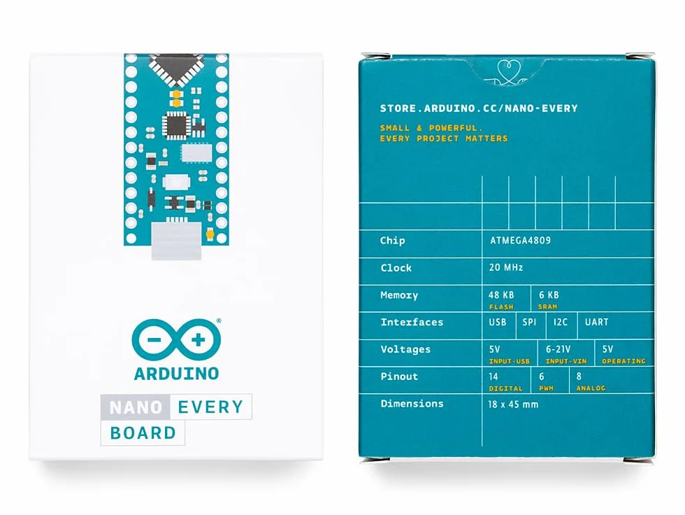 Arduino Nano Every Single Board ATmega4809 compact microcontroller board for Arduino IDE projects