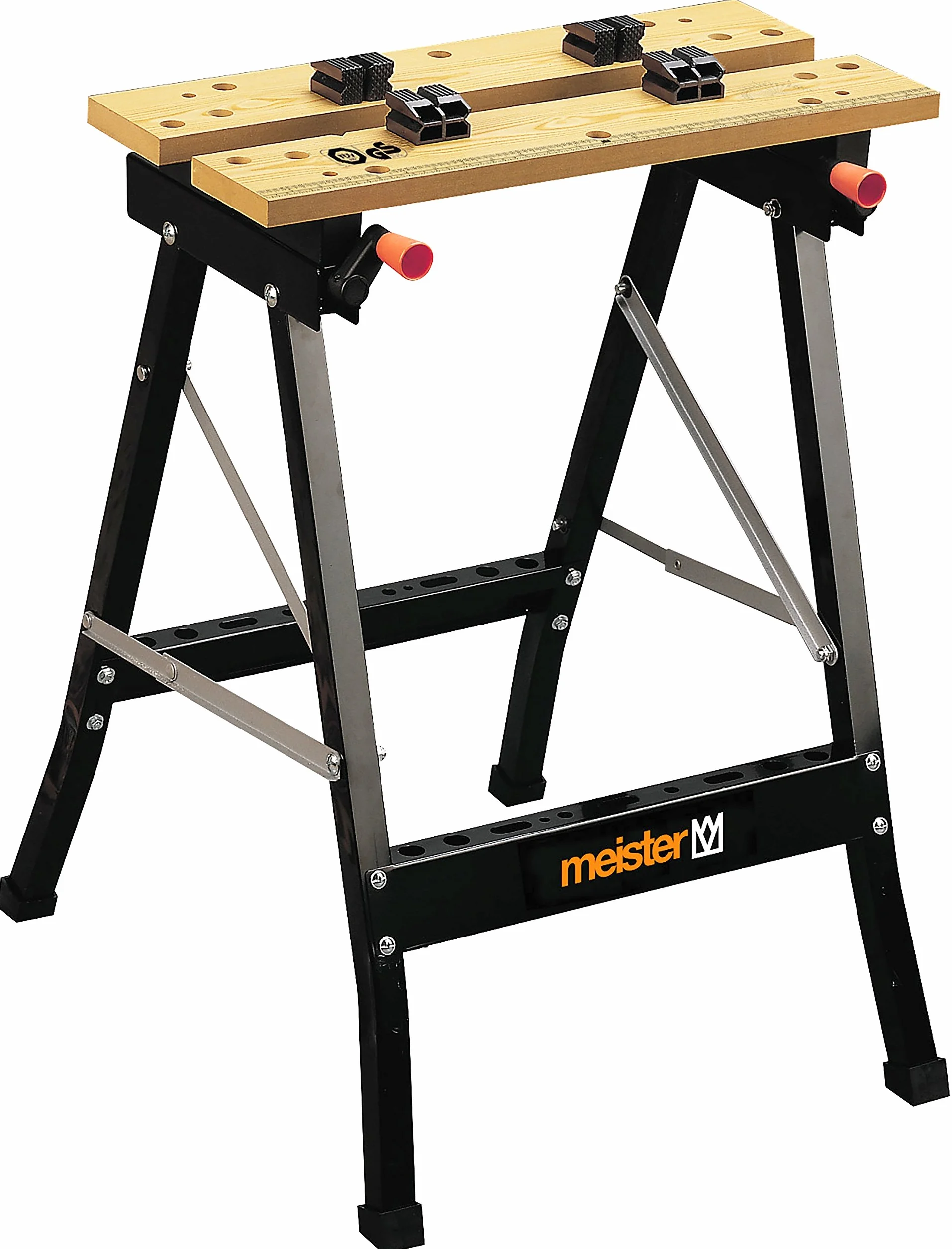 Meister Banco lavoro e morsa - Portata 150 kg - Grande piano - Scala, angoli stampati - Pieghevole, versatile/Banco con morse/Tavolo lavoro regolabile / 9079100