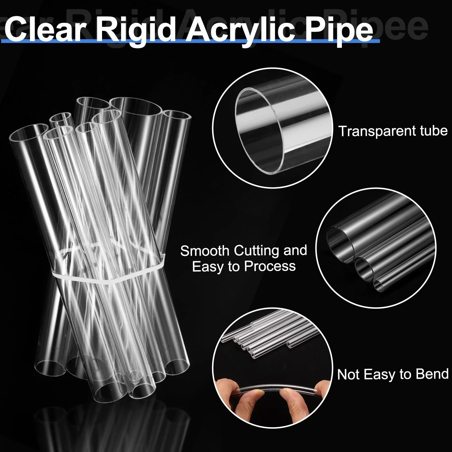 Tubo in Acrilico Rigido Trasparente 4" 143 mm DI x 150 mm DE Policarbonato per Idraulica Acquari Fai Da Te