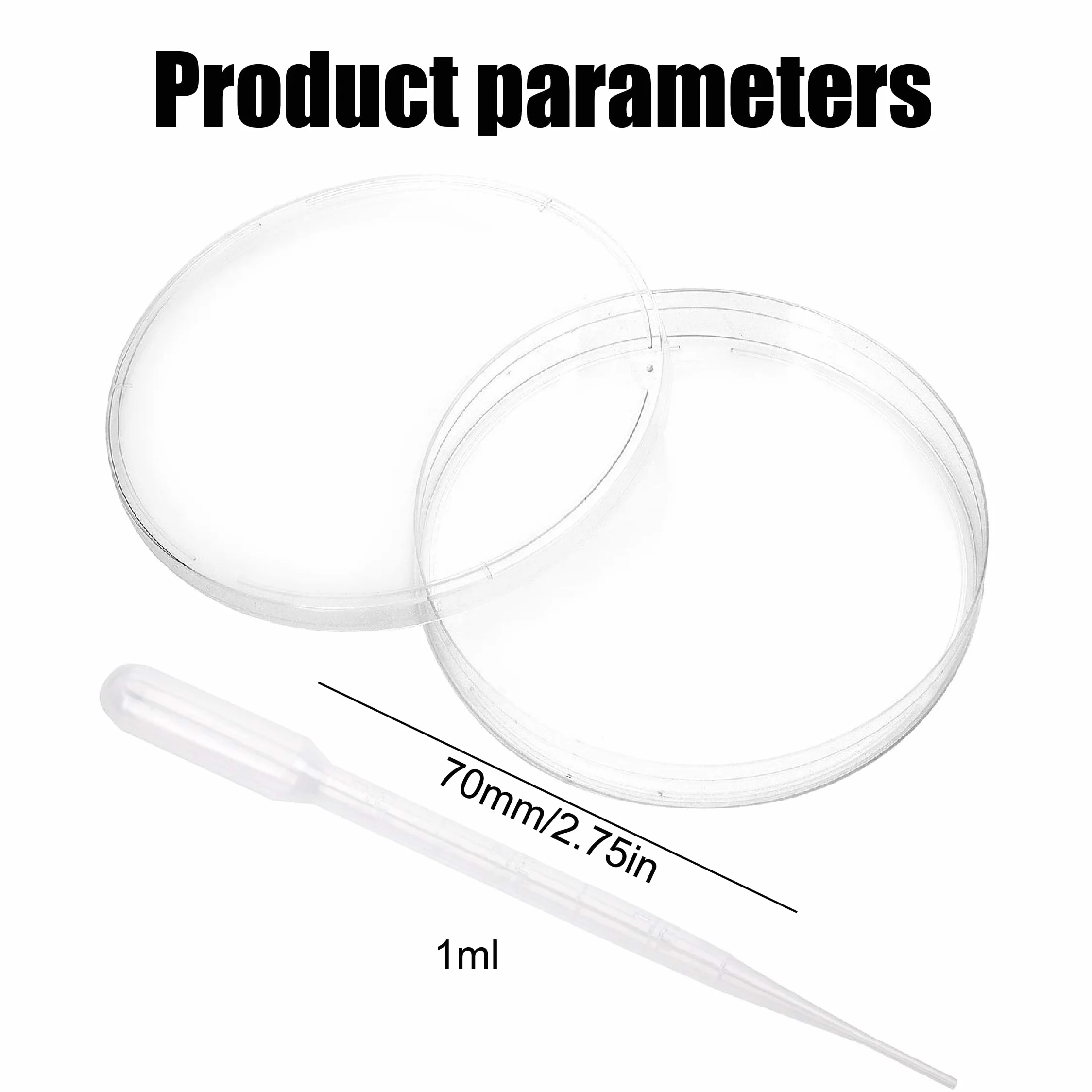 6 Pezzi Piastra di Petri, Piastra di Petri Plastica, Piatti Petri 70mm, Piastre Di Petri In Plastica Sterile con Coperchio, Con 10pzs 1ml Pipette In Plastica, Per Cultura Laboratorio Lievito Batterico
