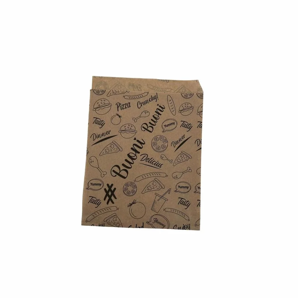 Sacchetti di carta avana Antigrasso 15x20#Buoni buoni - apertura laterale - 1000 pezzi