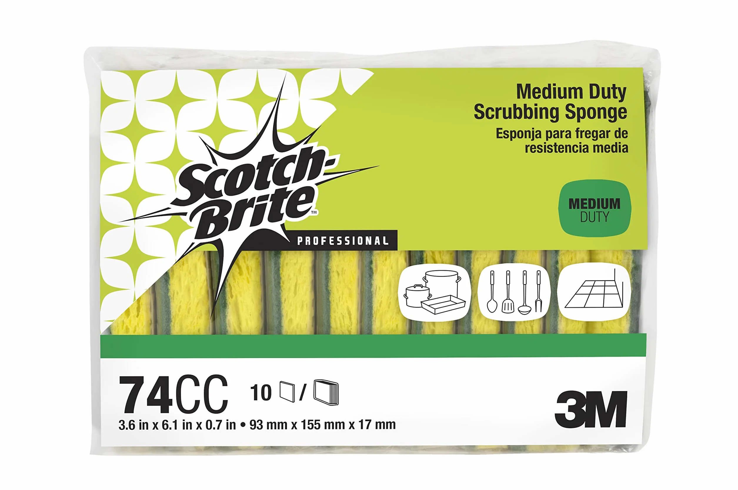 scotch-brite 74 Medium Duty scrub Sponge, 6 – 3/81,3 cm lunghezza x 3 – 19/81,3 cm "di larghezza x 11/40,6 cm di spessore (case of 20)