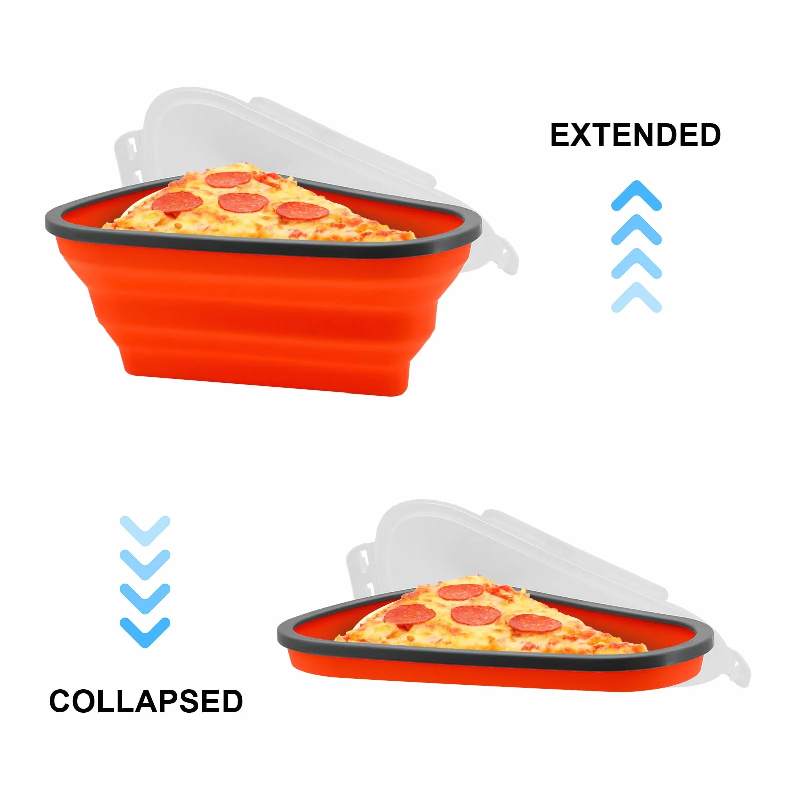 Pojemnik na pizzę składany silikonowy z pokrywką, wielokrotnego użytku, 100 szt. papieru do pieczenia, oszczędzający miejsce