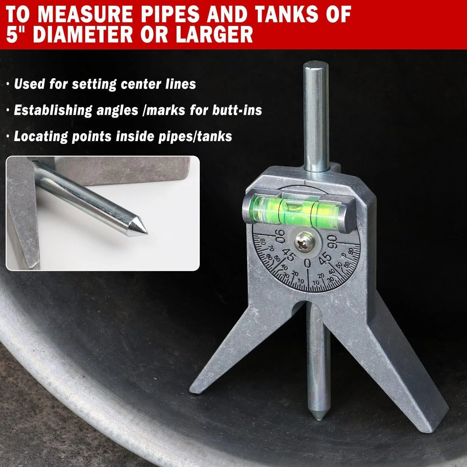 Pipe Center Finder Y Type Base, Pipefitter Centering Tool