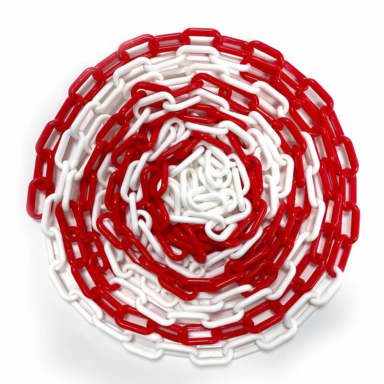 Catena in plastica Bianca e Rossa ad alta visibilità adatta per delimitare uno spazio un parcheggio o un'area pericolosa. Lunghezza 5 Metri