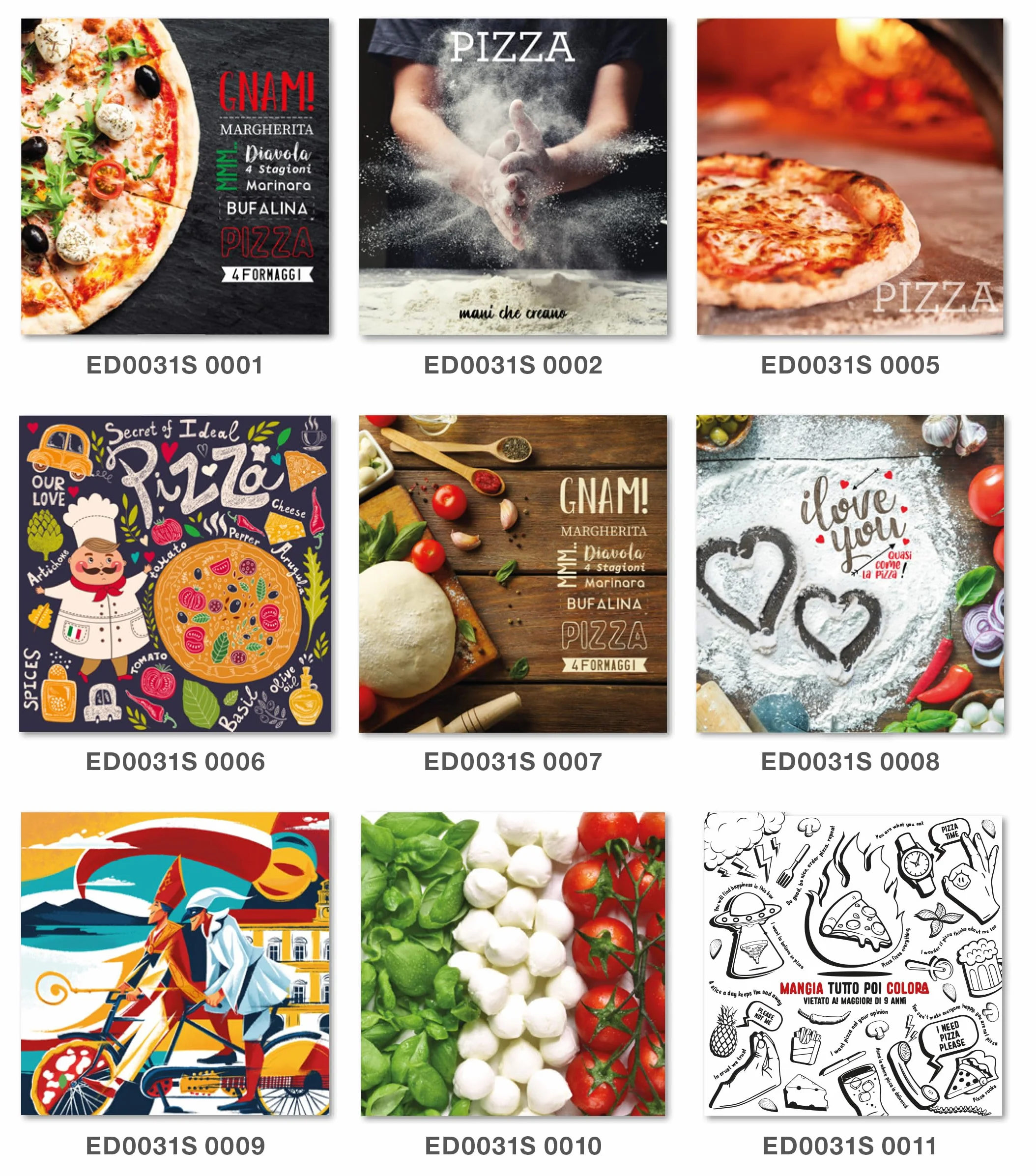 COPERCHIO STAMPATO CON QUALITA' FOTOGRAFICA per cubo scatola pizza 33x33 200 pezzi