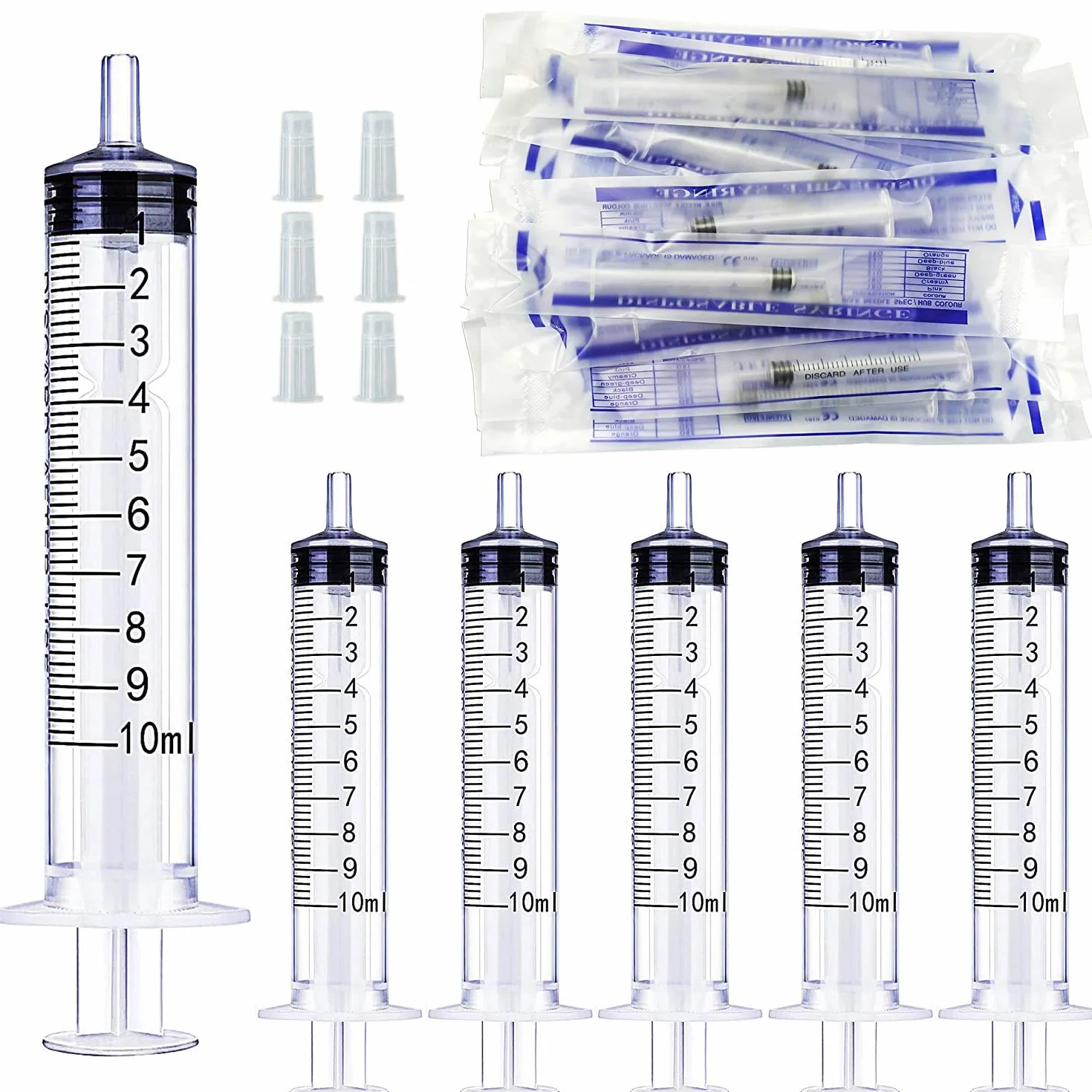 Gebildet 20pcs 10ml Siringa Plastica Monouso Senza Ago con Tappi per Animali Domestici e Laboratorio