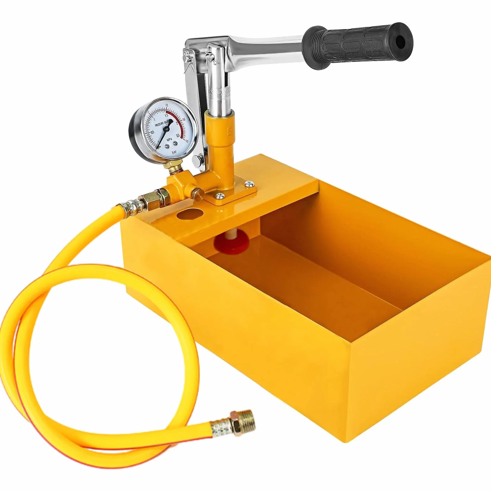 5 Litri 0-25 Bar Pompa Prova Pressione Manuale con Tubo Metro 1, 25KG Strumento Testaggio Idraulica per Tubazioni, Tester Pressione Acqua per Recipienti Pressione, Via Navigabile, Valvole(Giallo)