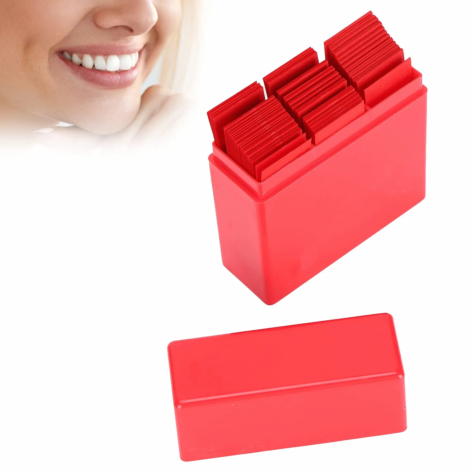 Carta Articolata Dentale 300 Pezzi Rosso con Dispenser Plastica Forniture Odontoiatriche